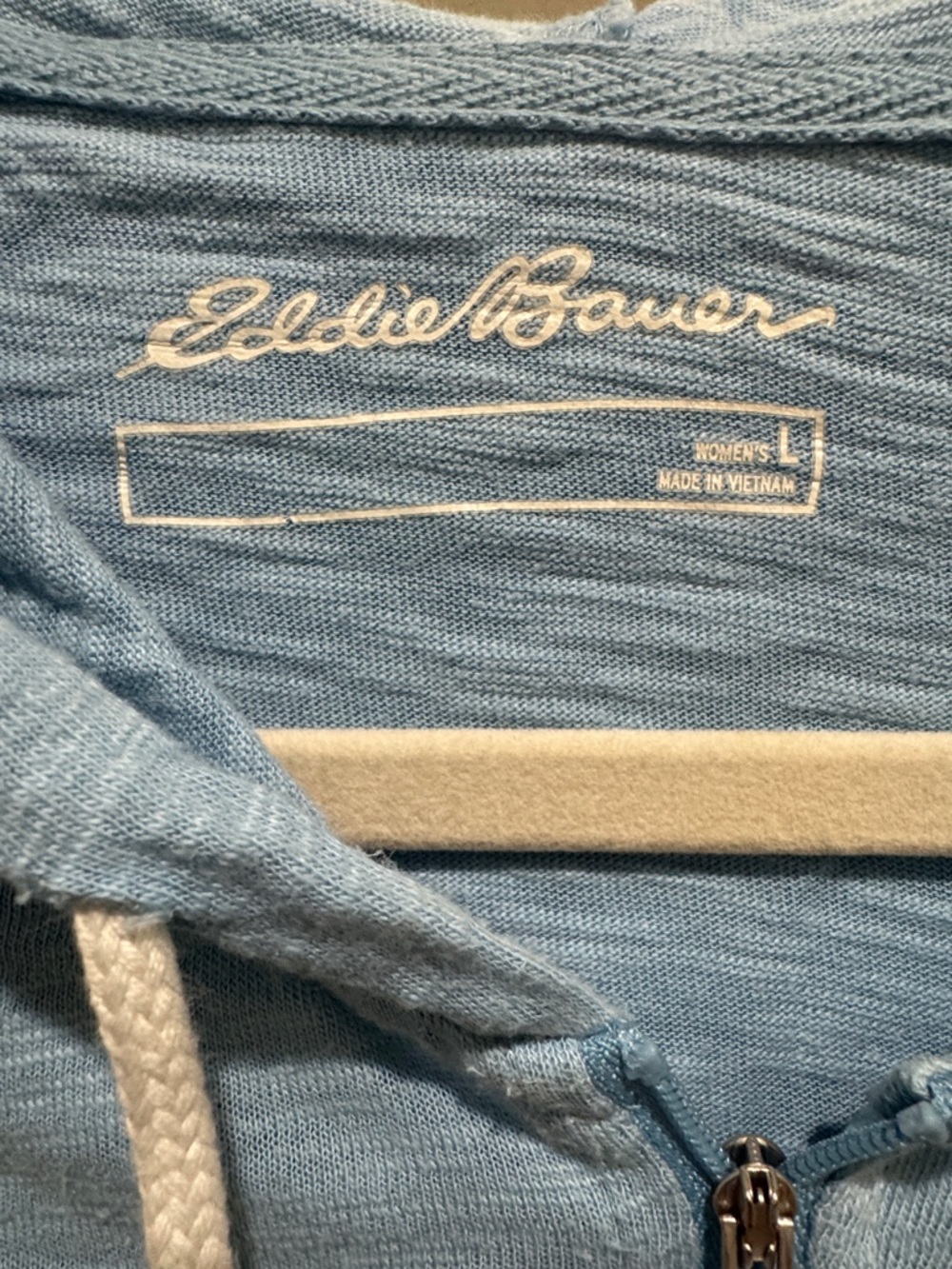 EDDIE BAUER Blue Burnout Cotton Zip Hooded Jacket L Large EUC $55 KL - Picture 7 of 13